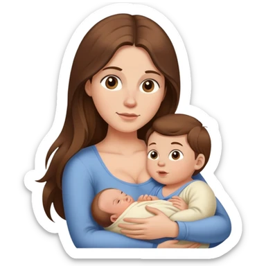 Breastfeeding mom with long hair and baby boy sticker