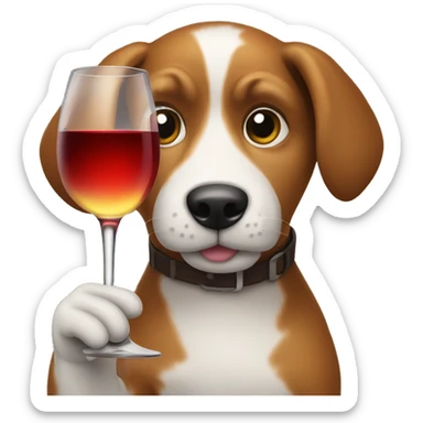 Dog holding a Wine glass sticker