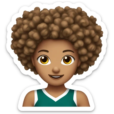 tan Cheerleader curly brown hair holding Pom poms sticker