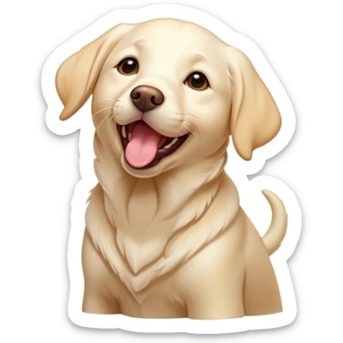 Cinematic Cute Yawning Cream Labrador Portrait Emoji, Head tilted slightly with a dramatic, wide-open yawn, showcasing a smooth cream Fur with a subtle shimmer, floppy ears slightly drooping, round warm eyes barely open in drowsy contentment, Simplified yet irresistibly adorable features, highly detailed, glowing with a soft, cozy glow, high shine, relaxed yet expressive, stylized with a touch of whimsy, bright and endearing, soft glowing outline, capturing the essence of a sleepy yet affectionate companion, so drowsy it feels like it could stretch out of the screen and curl up for a nap! sticker