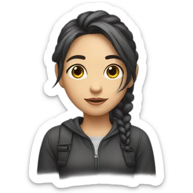 A girl draw with a pen sticker