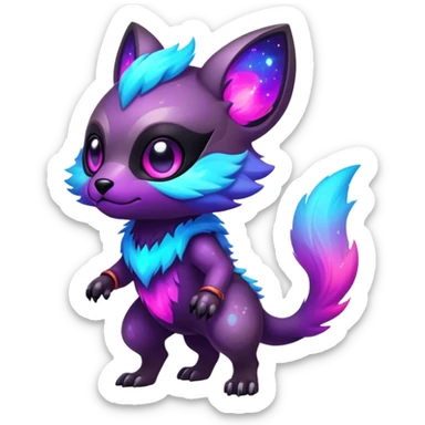 Epic Edgy Cute Colorful Nebula Modern Vernid-Protogen-creature-animal, full body sticker