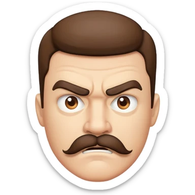 angry face with mustache sticker