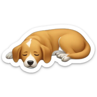 dog sleeping on a bed and eat rice sticker