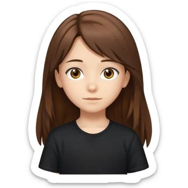 Daria whit brown hair and brown eyes a 10 year old kid Long hair and anime black shirt sticker