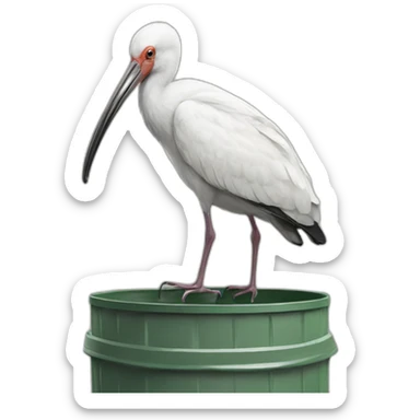 Australian white ibis in a trash can sticker