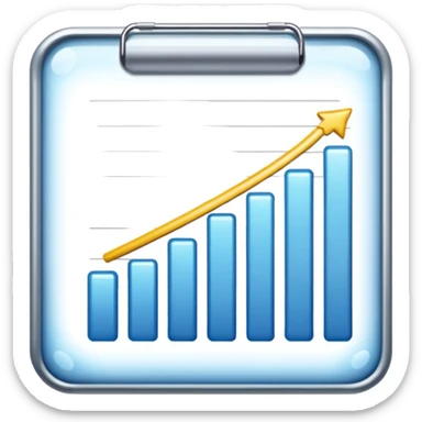 ios style emoji for report sheet consisting graph/ charts with sparkle around the report , no numbers or text sticker