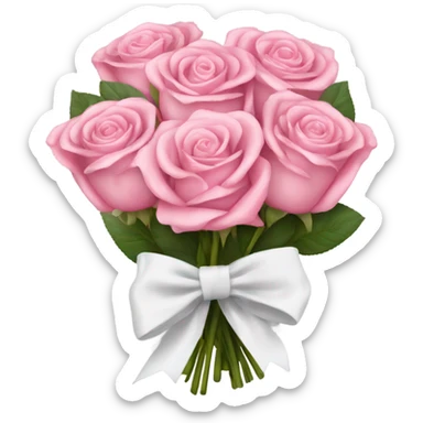 Bouquet of pink roses with a white bow tied around it sticker