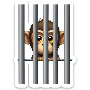 sad monkey behind bars sticker
