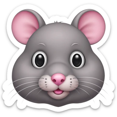 Googly-eyed chubby gray rat sticker