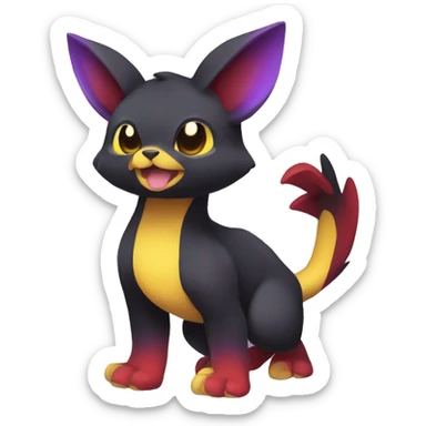 Cute cool dark black red purple yellow animal hybrid Fakemon full body sticker