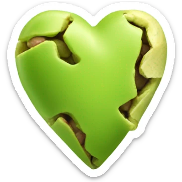 pistachio green colour broken heart sticker