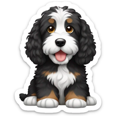 bernedoodle with computer sticker