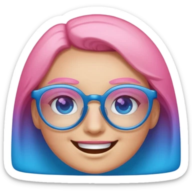 smiling face wearing glasses with gradient pink to blue lenses sticker