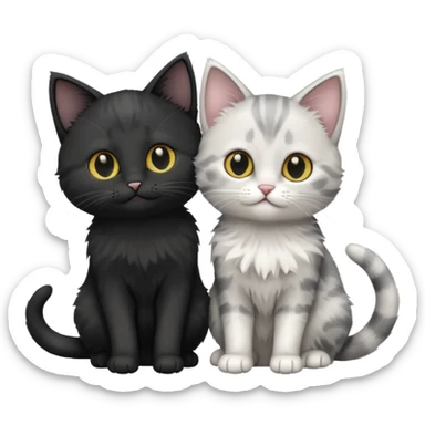 White and grey kitten and black cat sticker