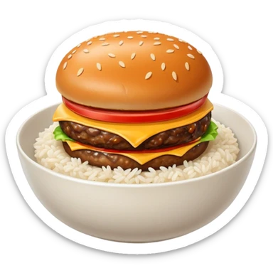 I want a burger patty without bun, lettuce, cheese, tomato, etc on a bowl of rice.  sticker