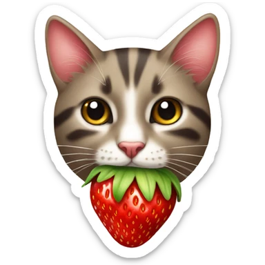 Cat strawberry  sticker