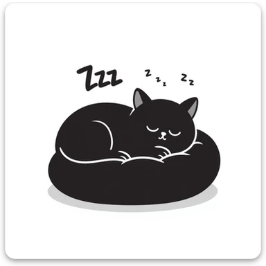 Simple sketch of a cat sleeping with ZZZ above its head sticker