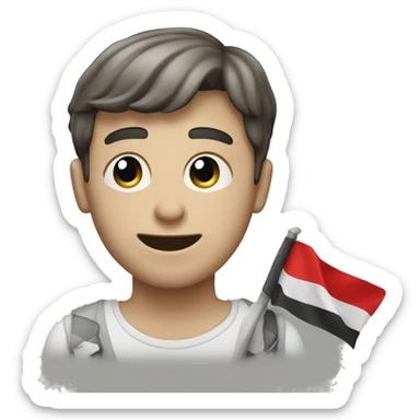 Un homme qui brandit un drapeau avec ecrit « Armand » dessus sticker