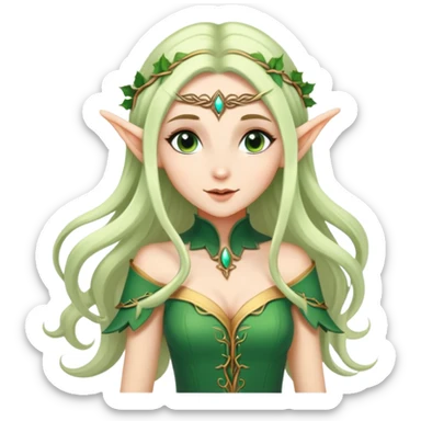 beautiful female elf with flowing hair, elegant features, graceful pose sticker