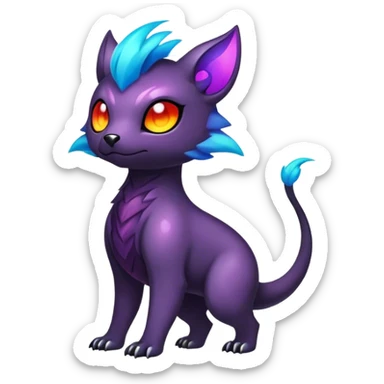 Cute cool colorful dark nebula fantasy animal hybrid Fakemon full body sticker