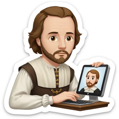 Shakespeare portrait very faithful to original portrait dealing with a computer sticker