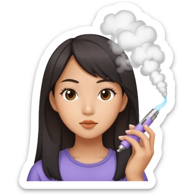 Asian girl vaoing cutely  sticker