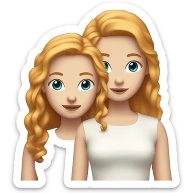 Blond Hair and Ginger Hair Sisters with blue eyes sticker