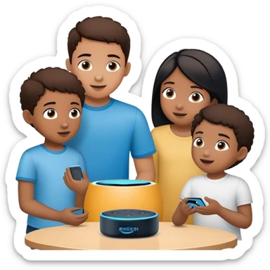 children interacting with a amazon alexa sticker