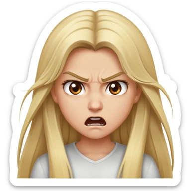 blonde girl with brown eyes and long hair angry sticker