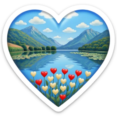 Cuore che ricorda un opera d arte di monet, un po’ più pallido e con più azzurrino  sticker