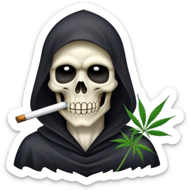 grim reaper face smoking weed sticker