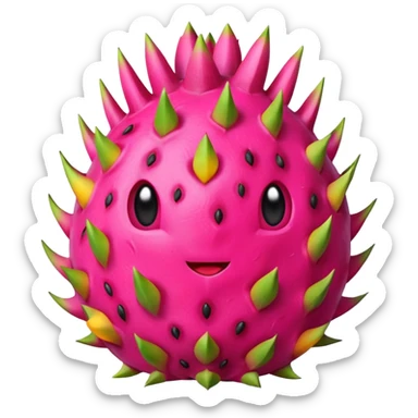 dragon fruit, rounded shape, bright colors sticker