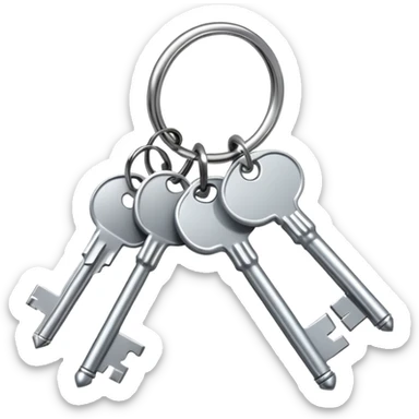 a set of keys on a keyring sticker