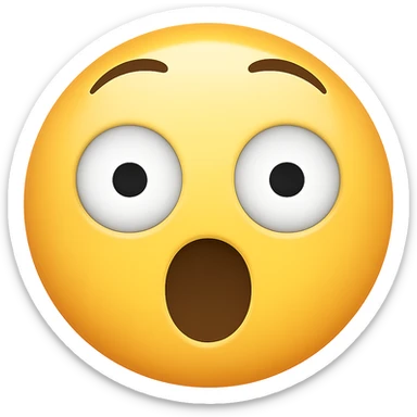 Create a shocked emoji in classic apple emoji style with no background, variant 6. The emoji should express surprise with wide eyes and open mouth, consistent with the classic emoji look. sticker