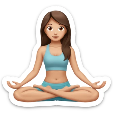 Девушка брюнетка с длинными волосами, костями глазами занимается йогой. Картинка должна были в цветах: бежевый, бледно коасгый и коричневый sticker