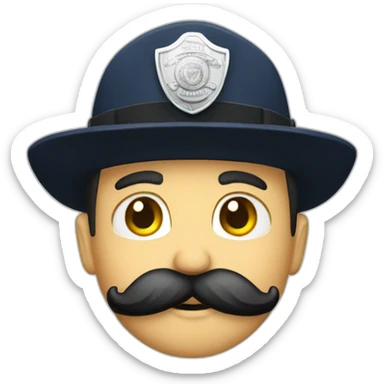 mustache police officer sticker