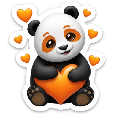 Orange heart with panda sticker