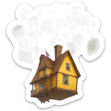 Flying house with lot of balloons sticker