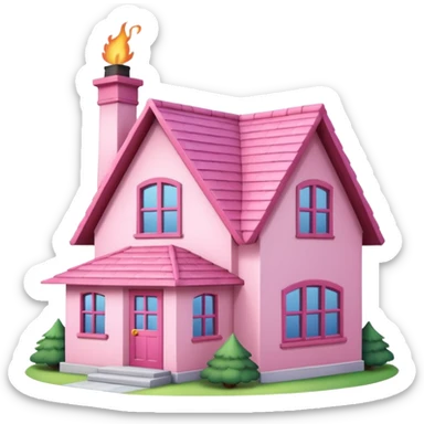 Pretty pink cartoon house sticker