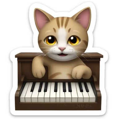 cat playing piano sticker