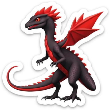 Black and red Sceptile-Salazzle-Pokémon-Fakémon-creature sticker