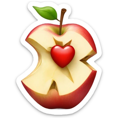 apple with a bite taken out of it but with a heart-shaped bite sticker