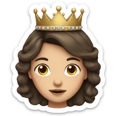 European girl with dark brown hair is wearing a crown  sticker