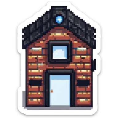 tiny simple police station building icon, modern colors, minimal details, small size sticker