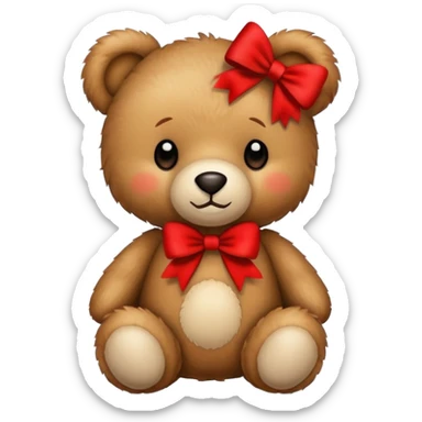 Teddy bear with a red bow  sticker