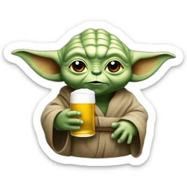 Yoda qui bois une bière sticker