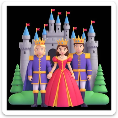 young king and queen posing, castle background sticker