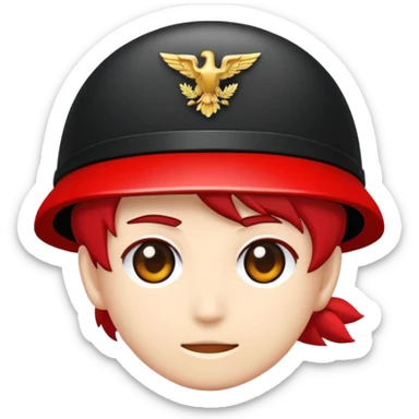 An anime-style military emoji in red and black colors sticker