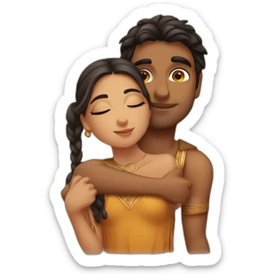 Greek girl kissing indian boy's cheek sticker